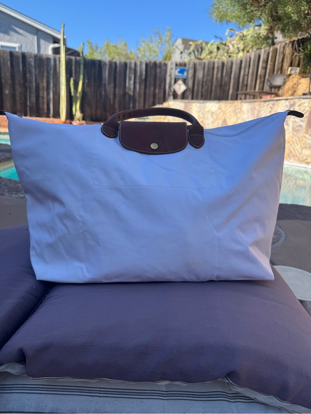Longchamp Le Pliage XL Oversized White Travel Weekender Duffle Bag 22”